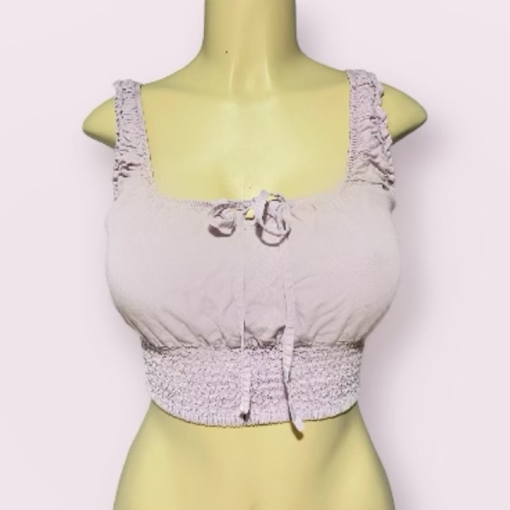 Love Tree Solid Eyelet Cropped Tank Top in purple. NWOT